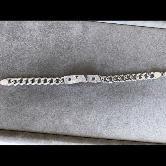 Dad ID Bracelet in Silver 925 cz set Heavy solid - Picture 6 of 8